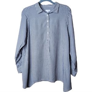 J. Jill Striped Tunic Medium Long Sleeve 100% Rayon Soft & Flowy Sharkbi…